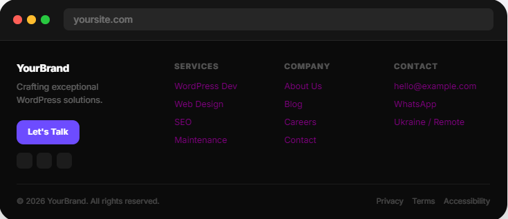 Wordpress Footer builder